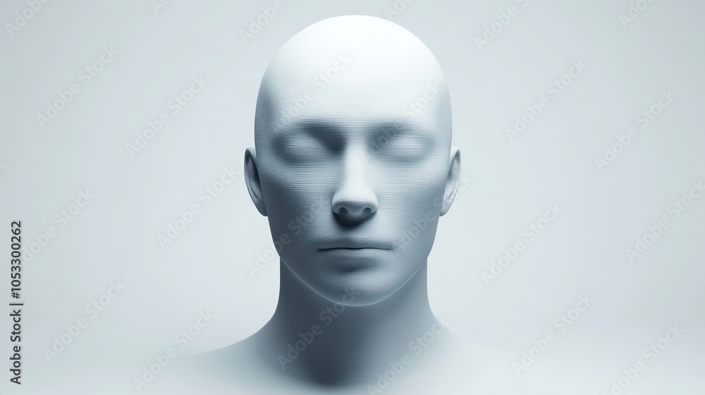 Poster Exploring the concept of a minimalistic human form in modern art and design through 3d modeling techniques