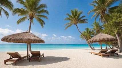 shizzlongs by the palm trees on the ocean, luxury vacations.