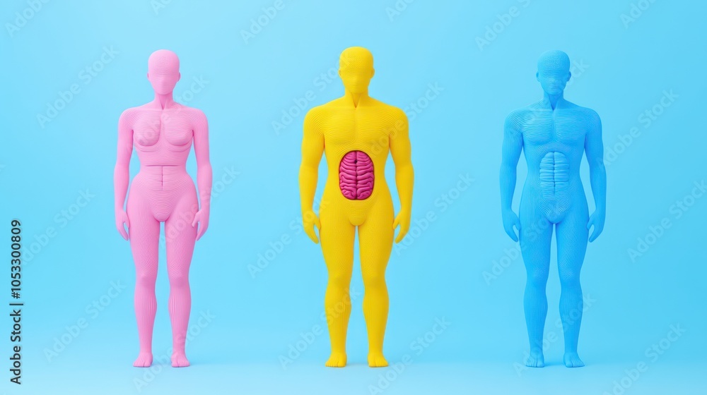 Aufkleber exploring the human body colorful anatomical models showcasing different systems and structures