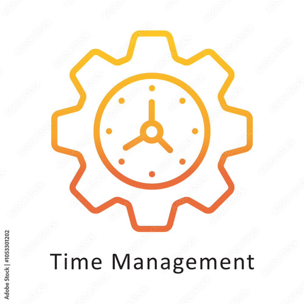 Aufkleber time management vector outline gradient design icon. workplace symbol on white background eps 10 fil
