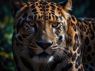 Obraz premium Leopard Portrait Against a Colorful Background