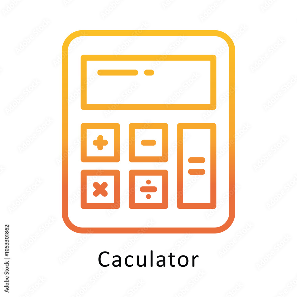 Poster calculator vector outline gradient design icon. workplace symbol on white background eps 10 file