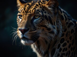 Fototapeta premium Leopard Portrait Against a Colorful Background