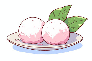 Delicious Pink Mochi Balls on a Plate: A Japanese Sweet Treat