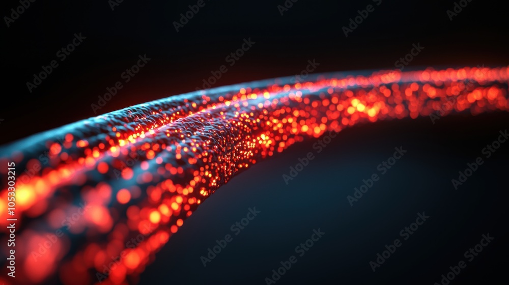 Poster A stunning visual of glowing red lines the intersection of light and motion in a dark space