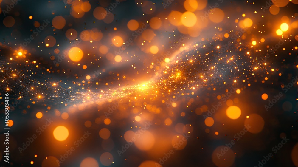 Poster abstract glowing lights and bokeh background with a swirl of light.