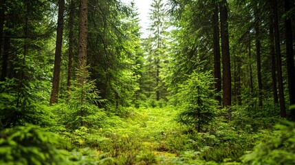 Fototapeta premium Green trees in the forest isolated on white background