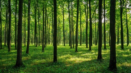 Obraz premium Green trees in the forest isolated on white background