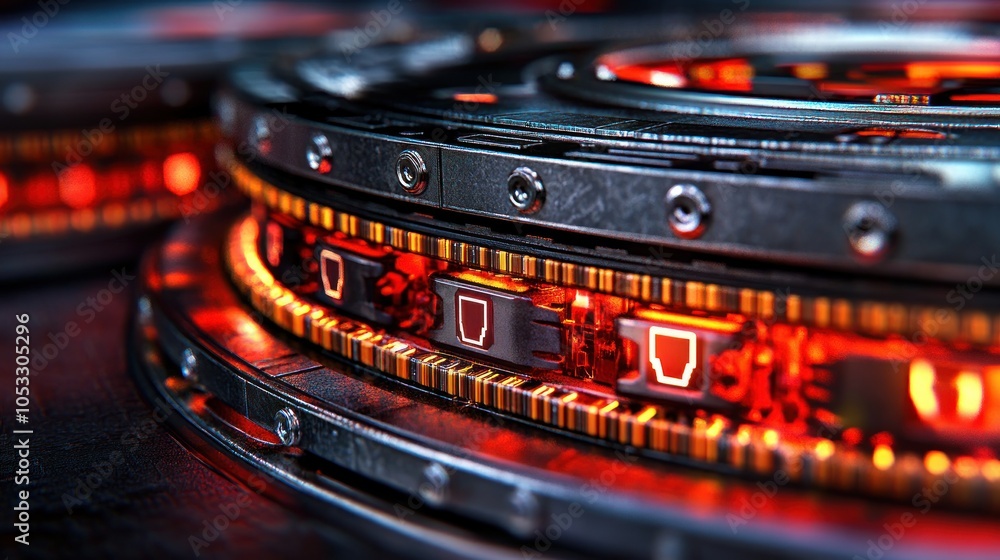 Aufkleber Futuristic circular design with glowing elements in a high-tech background environment