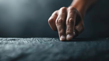 close up of persons hand gently reaching out to touch textured surface, conveying sense of curiosity and exploration. soft lighting enhances mood of moment