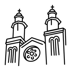 Butte aux cailles icon in drawing style 
