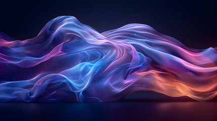 Obraz premium Abstract 3D Render of Wavy Neon Blue and Pink Light
