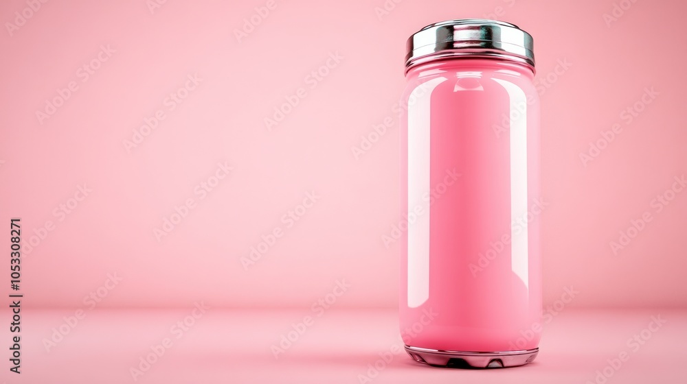 Poster Vibrant pink jar on minimalist background a playful interpretation of color and form in decorative objects