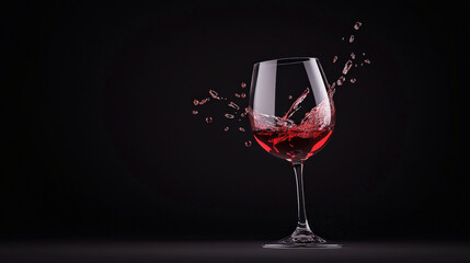 Rose Wine Splash: Elegant Rose wine in a crystal glass with a dramatic splash against a black background.  A captivating image for wine tasting events, restaurant menus.