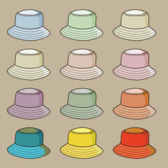 Multi-colored sun hats for decoration