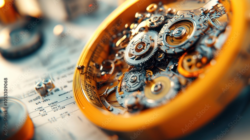 Poster Intricate clockwork mechanism revealing the beauty of engineering and precision in timekeeping and design