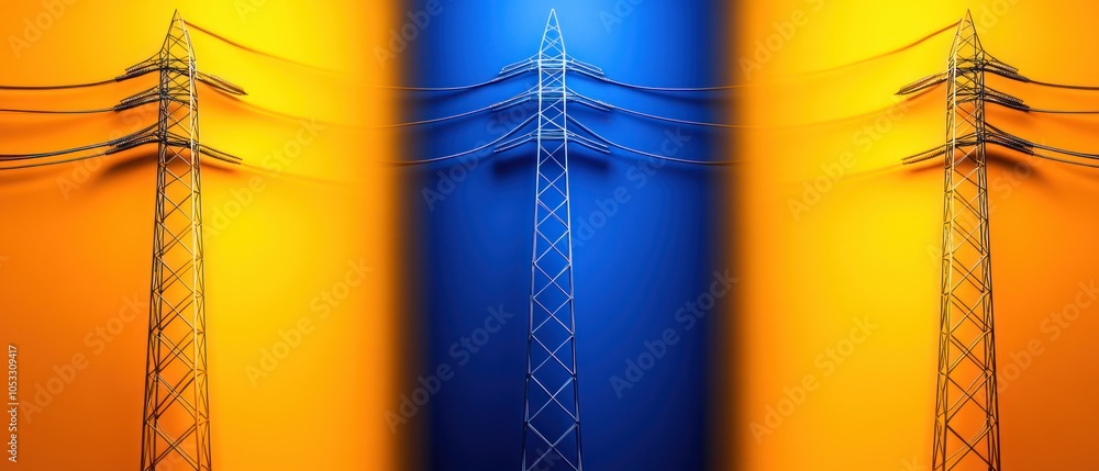 Leinwandbilder Dynamic power lines a bold contrast of color and structure in modern energy infrastructure