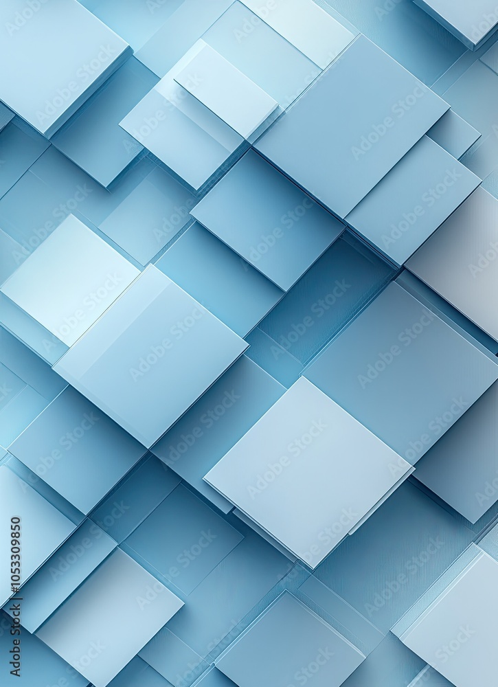 Poster Abstract pattern of overlapping light blue squares.