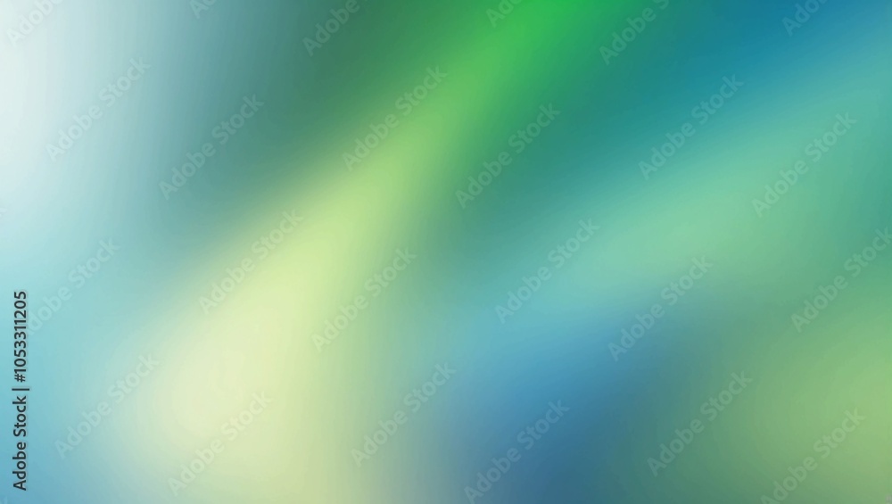 Poster soft gradient of green and blue light with blurred edges, highlighting a calm flow of colors for unp