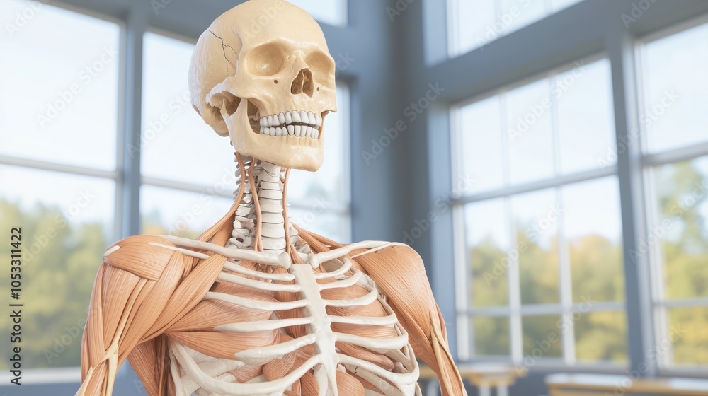 Poster exploring the human anatomy a detailed look at the skeletal and muscular systems in an educational s