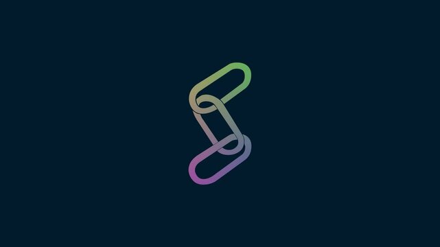 Chain link shape icon animation on abackground.