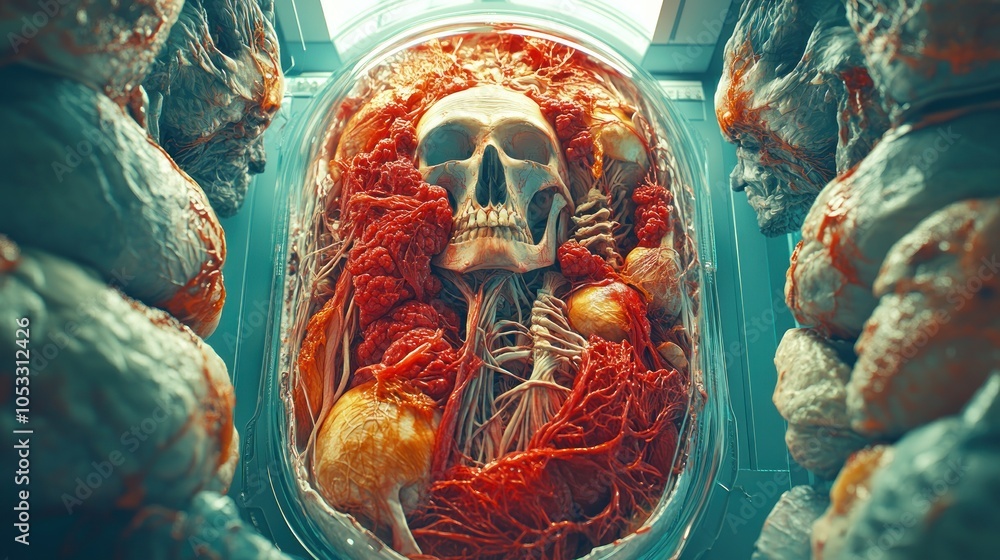 Poster Exploring the intricate anatomy of the human body a vivid insight into internal structures and vital organs