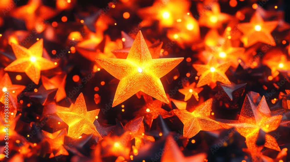 Poster radiant stars illuminate a dreamy atmosphere with warm glows and enchanting patterns