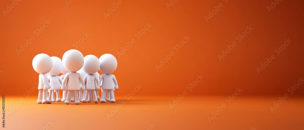 Fototapete a creative gathering of stylized characters reflecting unity and collaboration on a vibrant backgrou