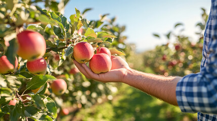 picking apples in the orchard