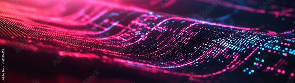 Aufkleber Dynamic waves of colorful data visualization representing the intersection of technology and artistry in the digital realm