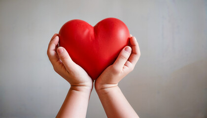 Obraz premium children hands holding heart, concept with recheart