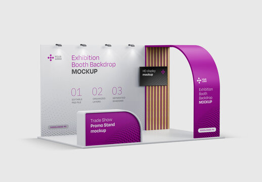Exhibition Stand Mockup, Booth Backdrop