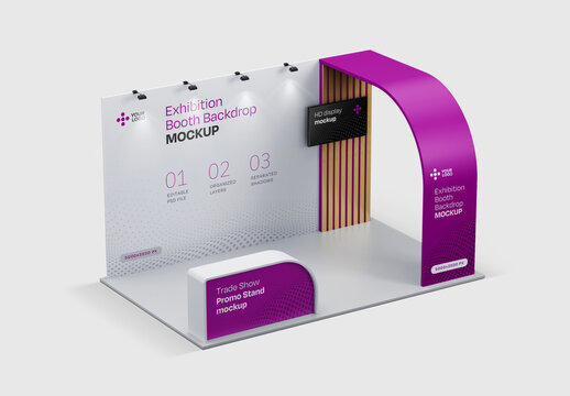 Exhibition Stand Mockup, Booth Backdrop for Design and Branding Projects