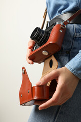 Retro camera, photo shooting on retro camera