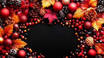 Obraz premium Holiday decorations. Festive Christmas decorations in vibrant colors, New Year celebrations