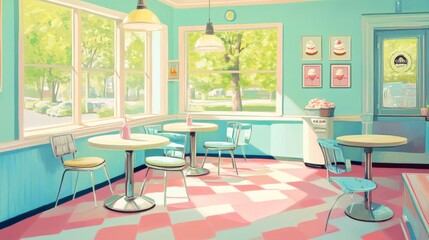 Obraz premium Vintage Ice Cream Parlor with Classic Decor