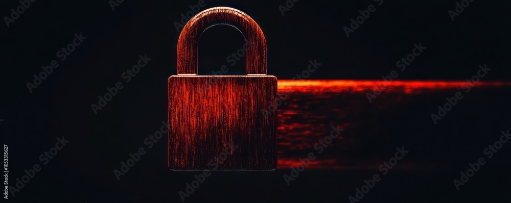 Aufkleber exploring the concept of security through a minimalistic wooden padlock in motion