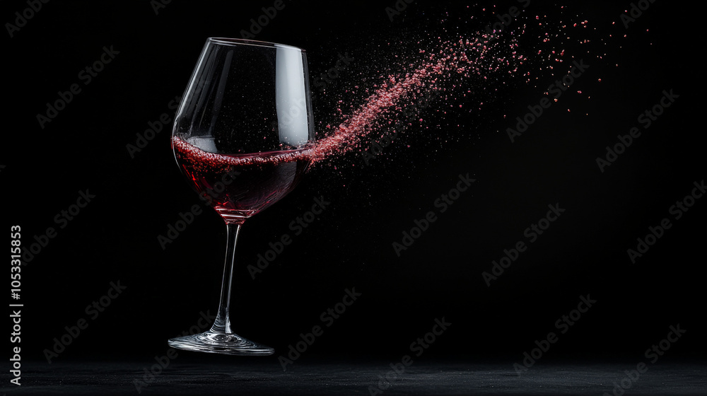 Poster wine glass splash: a dramatic, frozen-in-time image of a red wine glass with a splash of wine explod