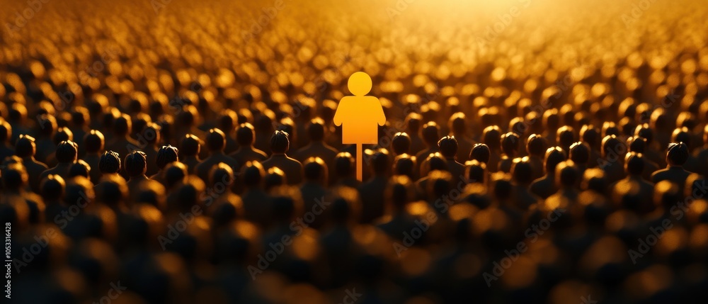Poster A singular figure amidst a sea of shadows exploring identity and individuality in a crowd scene