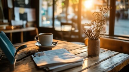 A quiet cafÃ©, with a single person reviewing a budget plan