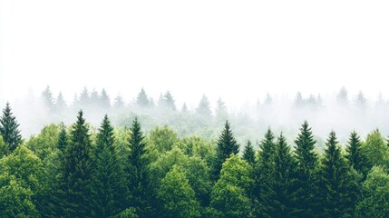 Fototapeta premium Green trees in the forest isolated on white background