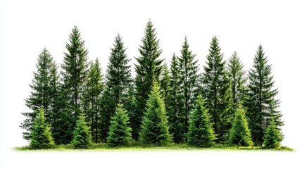 Fototapeta premium Green trees in the forest isolated on white background