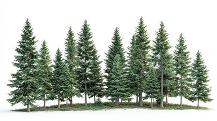 Fototapeta premium Green trees in the forest isolated on white background