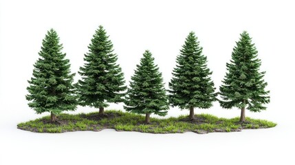 Obraz premium Green trees in the forest isolated on white background