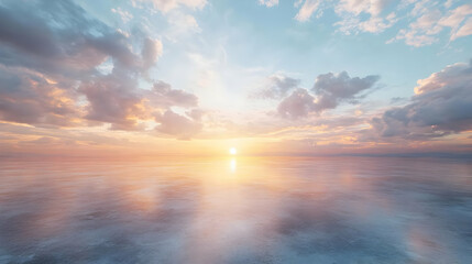 Fototapeta premium Sunset Sky Over Water - Calm Seascape Illustration