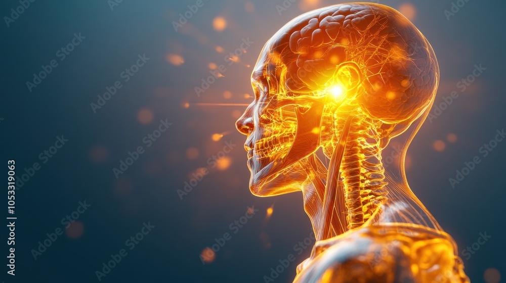Poster Exploring the intricacies of the human anatomy a stunning visualization of the brain skull and neck structures