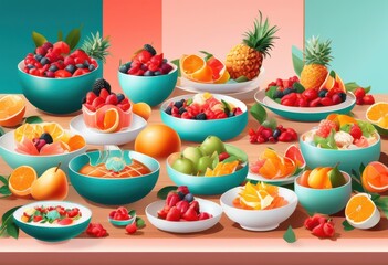 vibrant vector graphics showcasing dynamic food composition colorful artful presentation stylish background, artistic, fresh, gourmet, culinary, dish