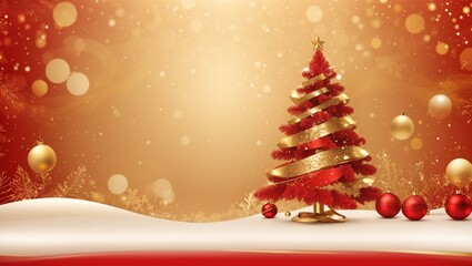Abstract christmas background with decorations, christmas tree and copy space