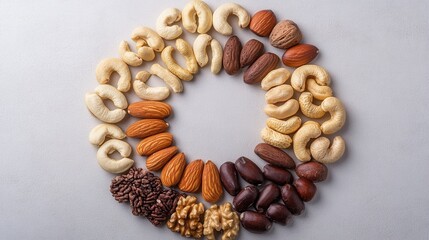 Obraz premium Assorted Nuts in a Circular Arrangement