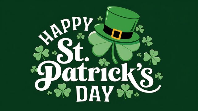 Green Shamrock and Leprechaun Hat for Happy St. Patrick's Day